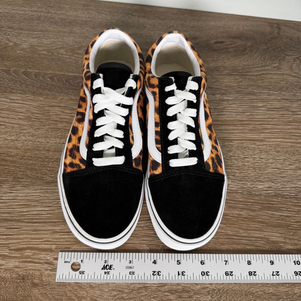 Vans Old Skool Leopard Print Black Suede Low Top Skate Shoes Sneakers - Picture 6 of 9